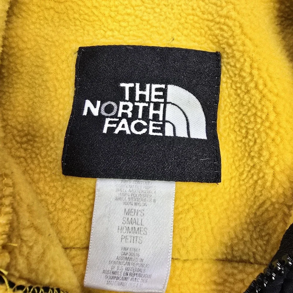 The North Face Denali Fleece Jacket Yellow Black Mens Small Full Zip Polartec‎